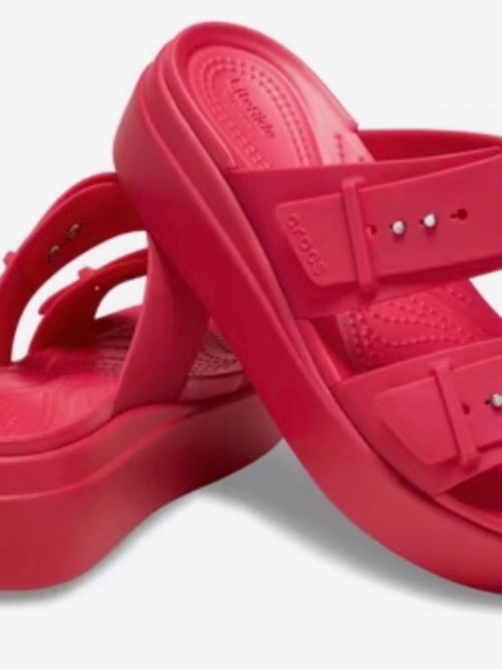 CROCS Women's Brooklyn Platform Sandals in watermelon red